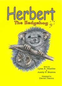 Book cover: Herbert the Hedgehog on a branch with a yellow background
